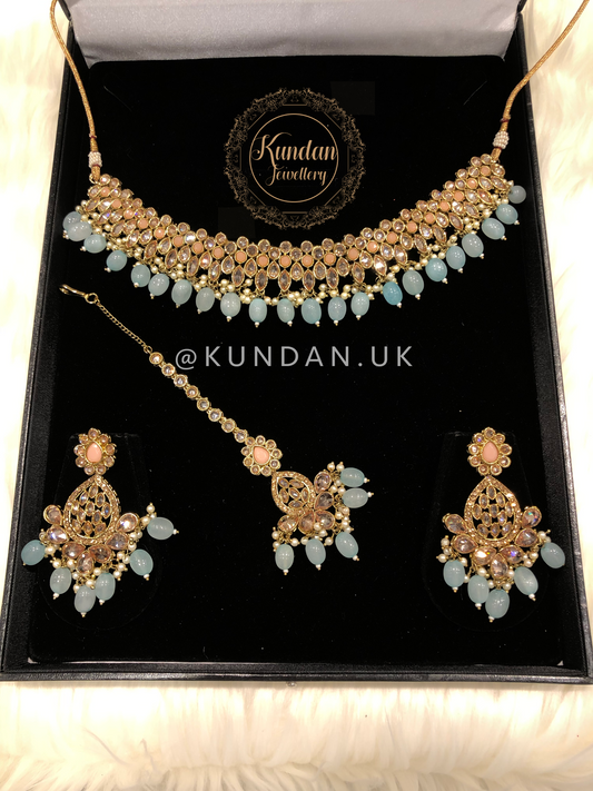 ALIYA - Peach & Ice Blue