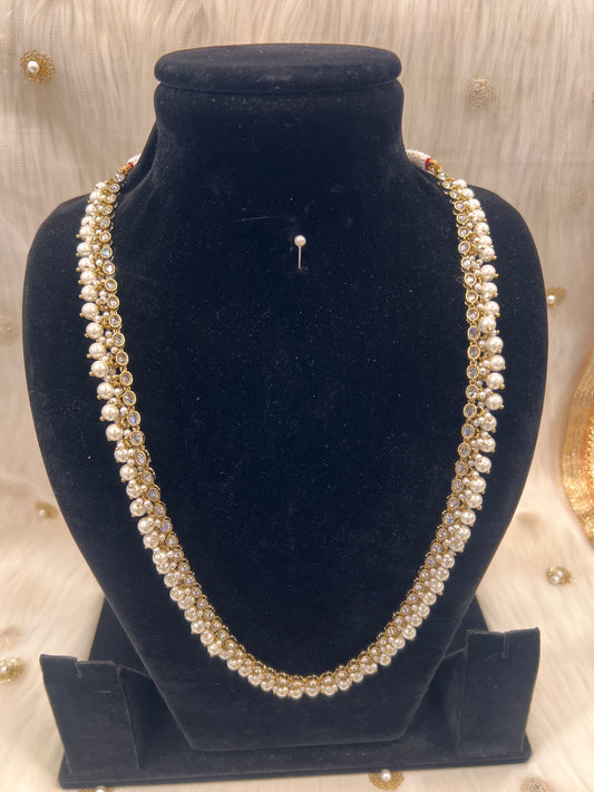 White Gold/Pearl Long Mala