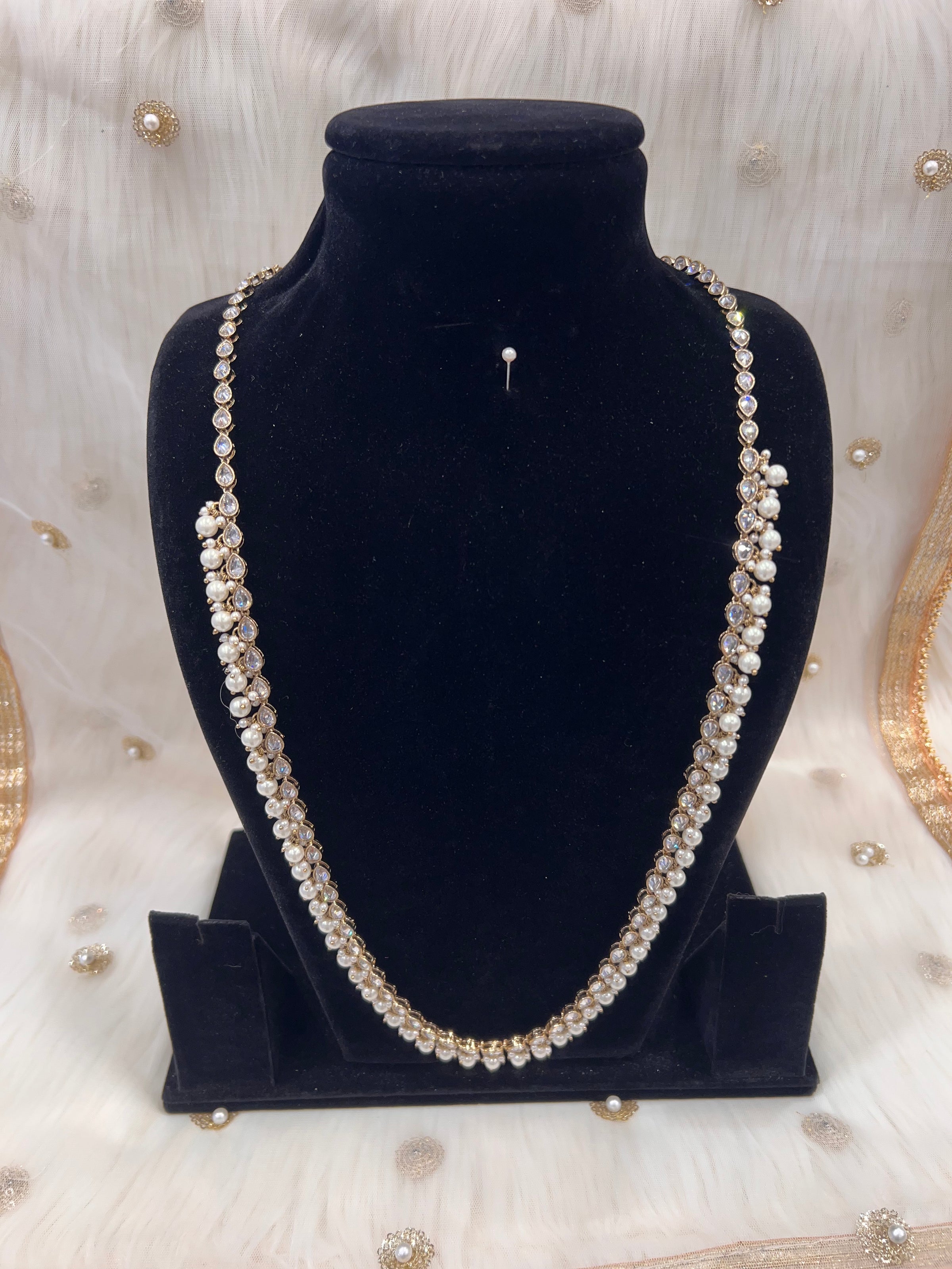 White Gold/Pearl Long Mala
