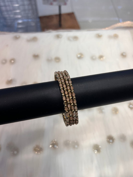 Peach Crystal Bangles - Set of 4