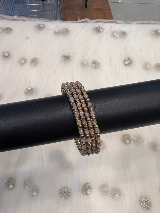 Light Pink Crystal Bangles - Set of 4
