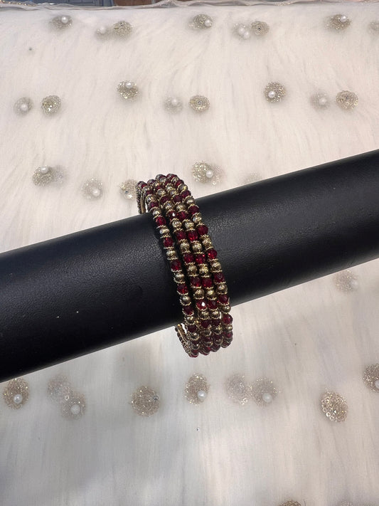 Maroon Crystal Bangles - Set of 4