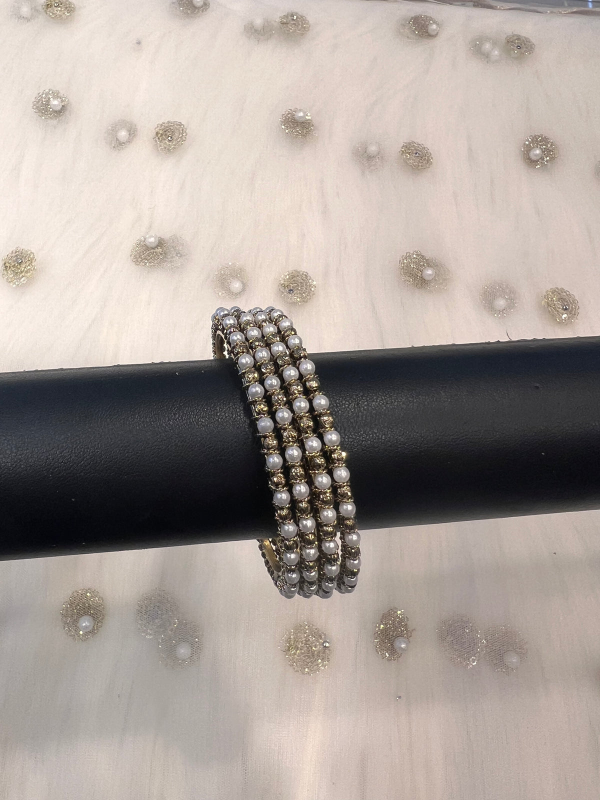 Gold & Pearl Bangles - Set of 4