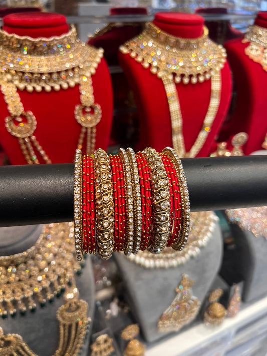 Red Thread Bangle Stack