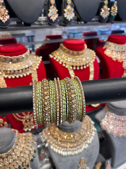 Mint Thread Bangle Stack