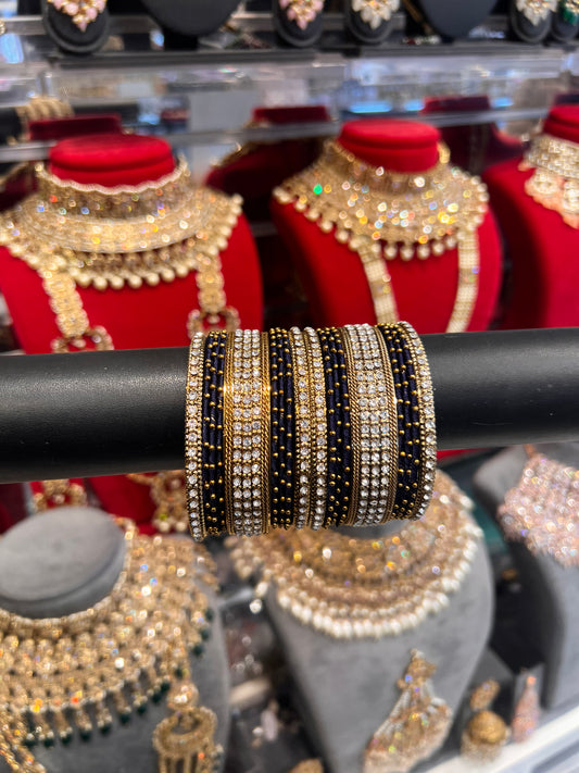 Navy Blue Thread Bangle Stack