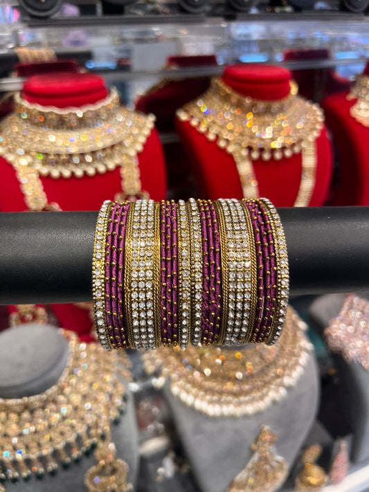 Magenta Thread Bangle Stack