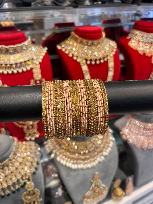 Peach Thread Bangle Stack