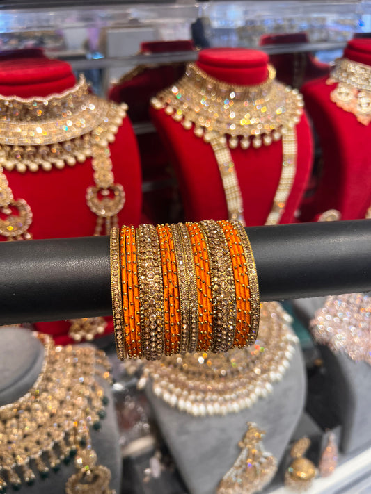 Orange Thread Bangle Stack