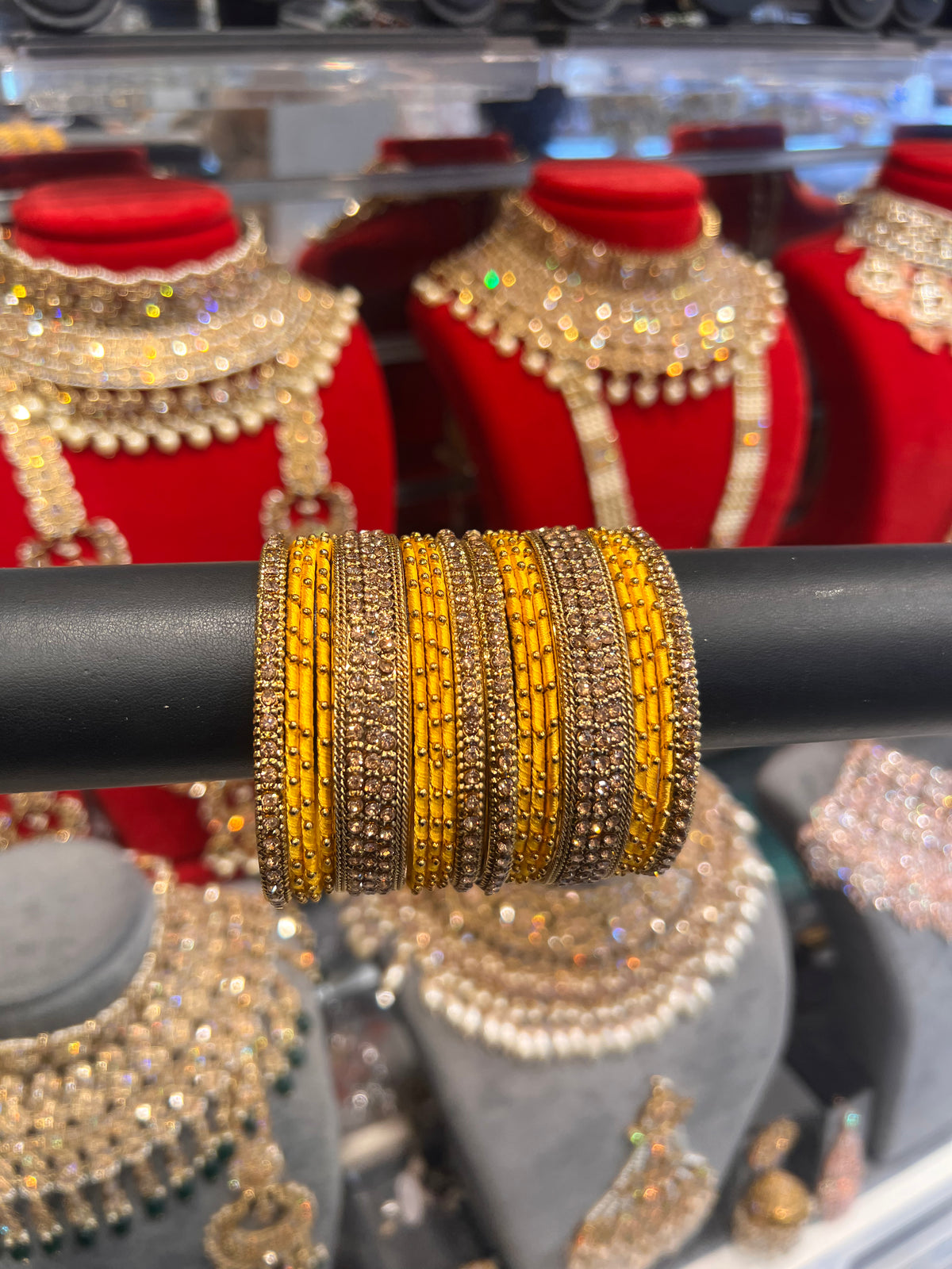 Yellow Thread Bangle Stack
