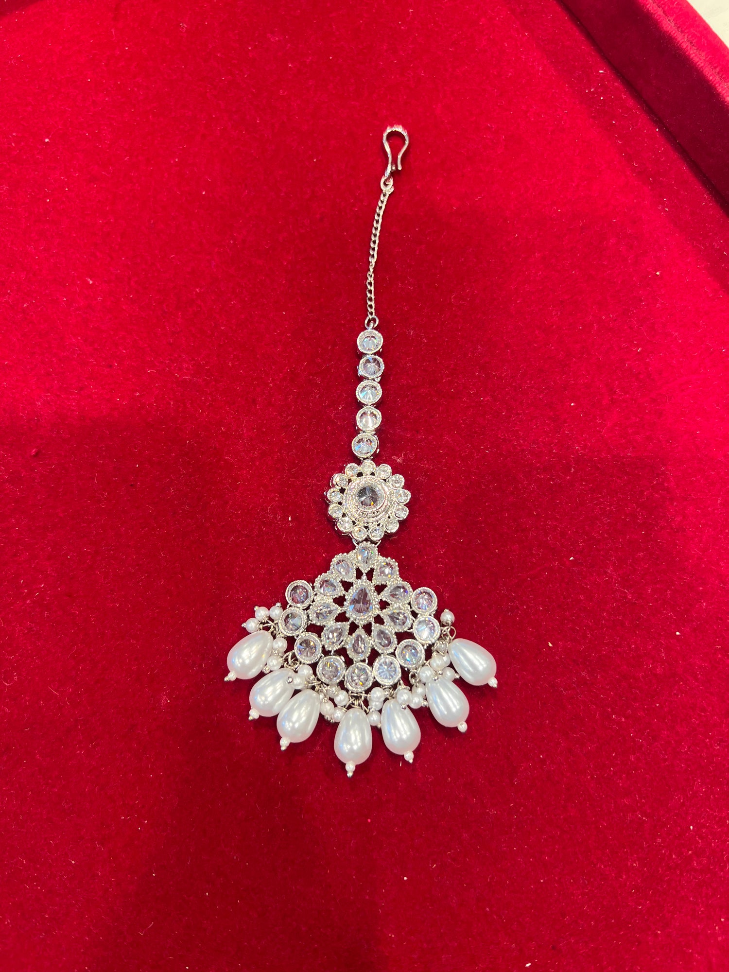 Silver Pearl Tikka Kundan Jewellery